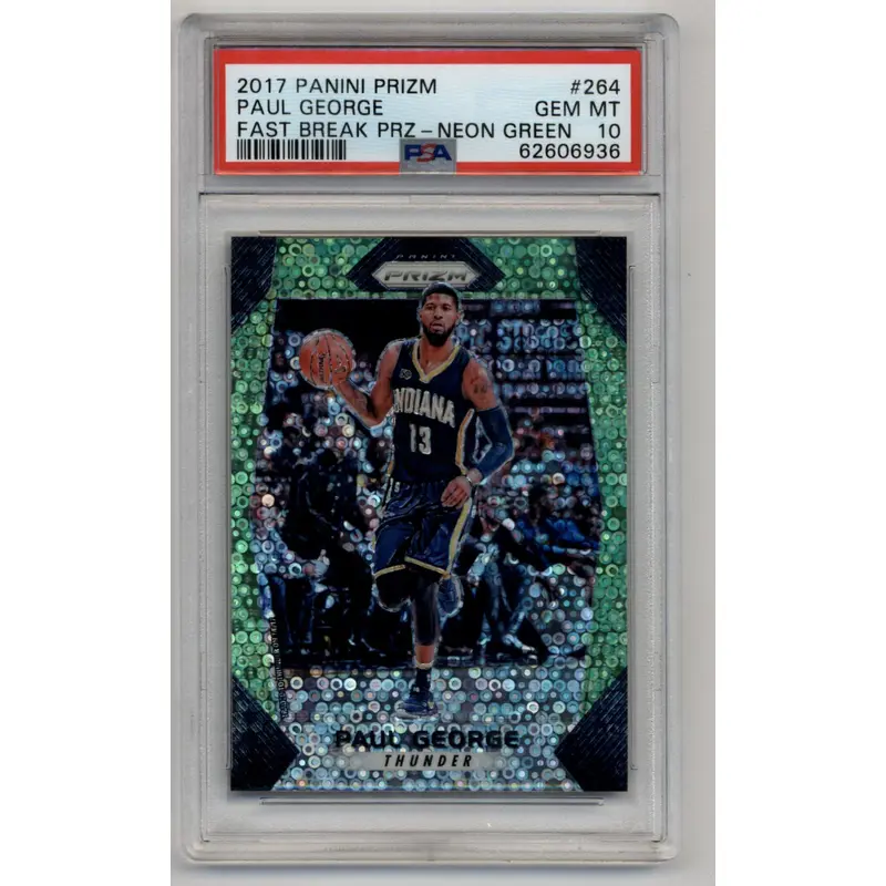 Paul George 2017-18 Prizm Fast Break Neon Green #264 5/5 PSA 10 Gem Mint