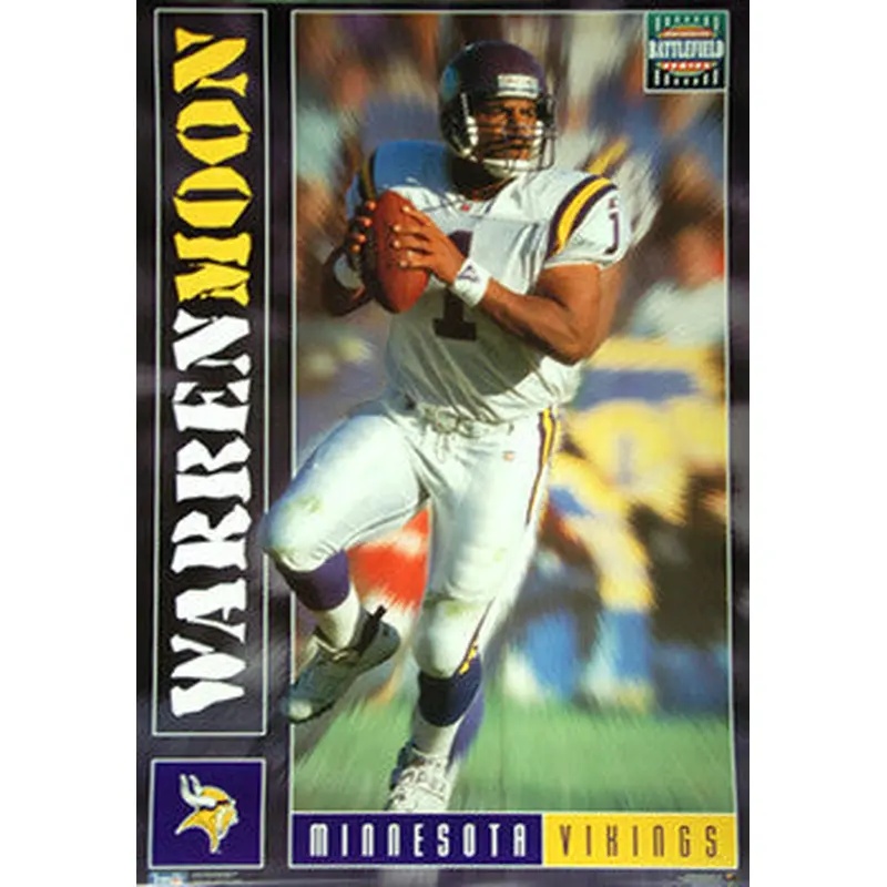 Warren Moon "Battlefield" Minnesota Vikings Poster - Costacos Brothers 1995