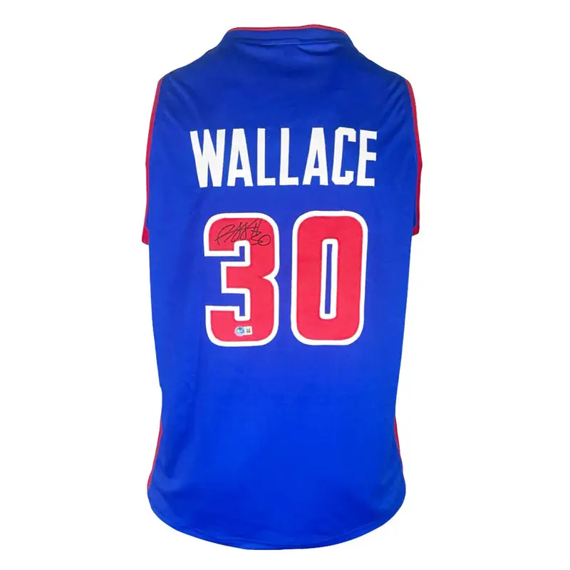 Rasheed Wallace Autographed Detroit (Blue #30) Custom Jersey - Beckett