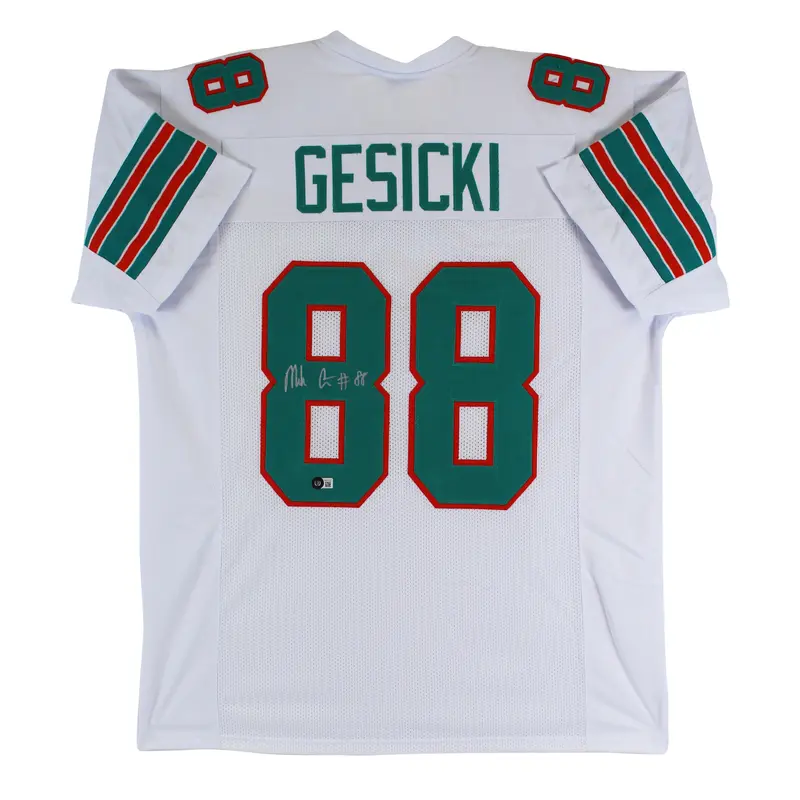 Mike Gesicki Authentic Signed White Pro Style Jersey Autographed BAS Witnessed