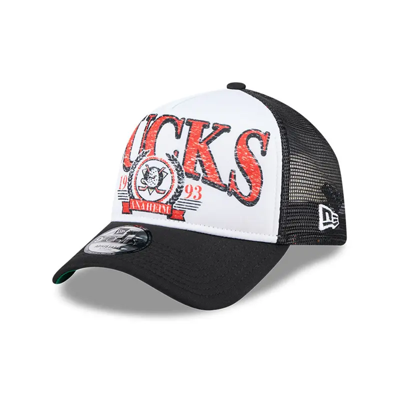 New Era - Anaheim Ducks - DISTRESSED Trucker Cap - White/Black