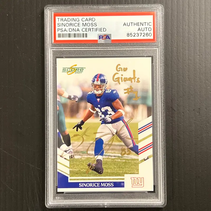 2007 Score #15 Sinorice Moss signed card PSA Auto Slabbed Giants