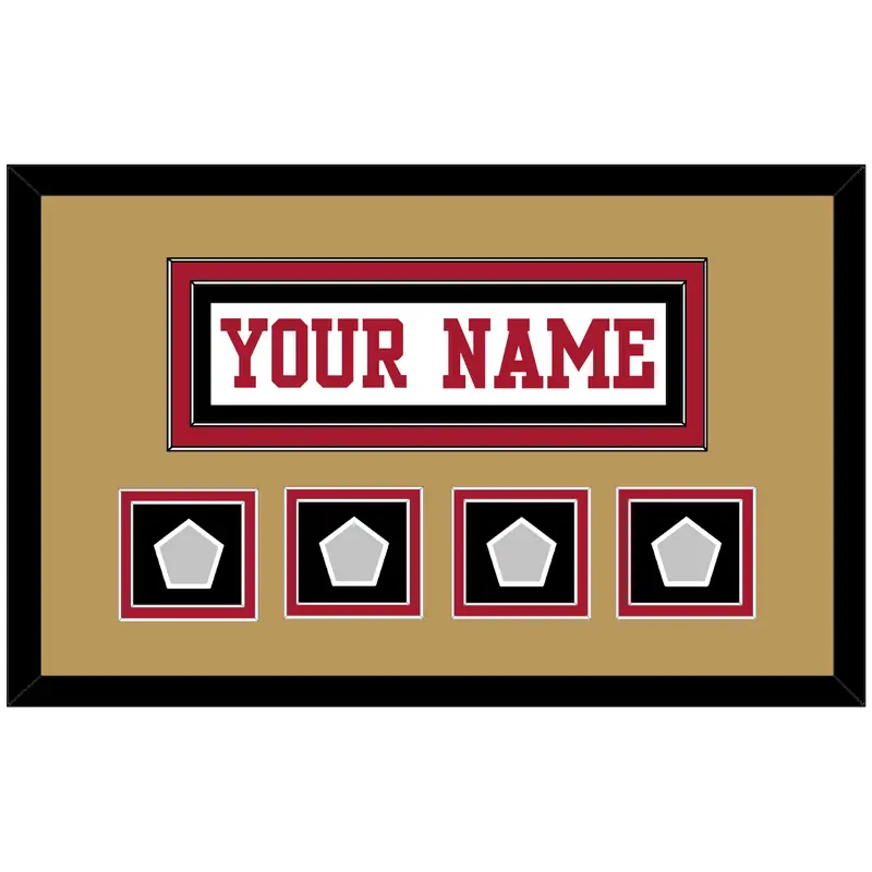 San Francisco Nameplate & 4 Super Bowl Patches - Road White - Double Mat 7
