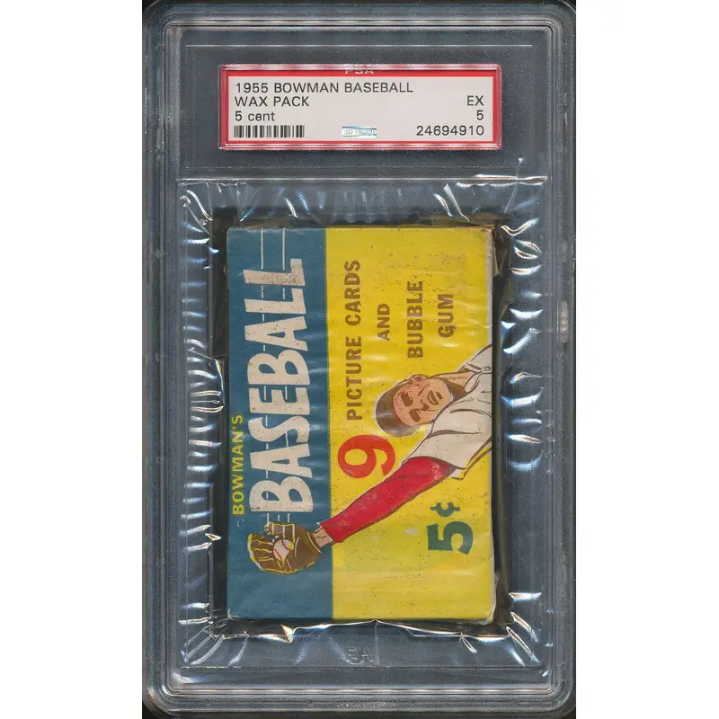 1955 Bowman Baseball Unopened 5 Cent Wax Pack PSA 5