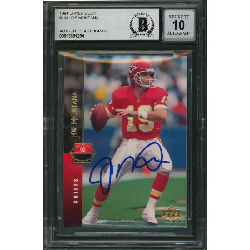 Chiefs Joe Montana Authentic Signed 1994 Upper Deck #133 Card Auto 10! BAS Slab