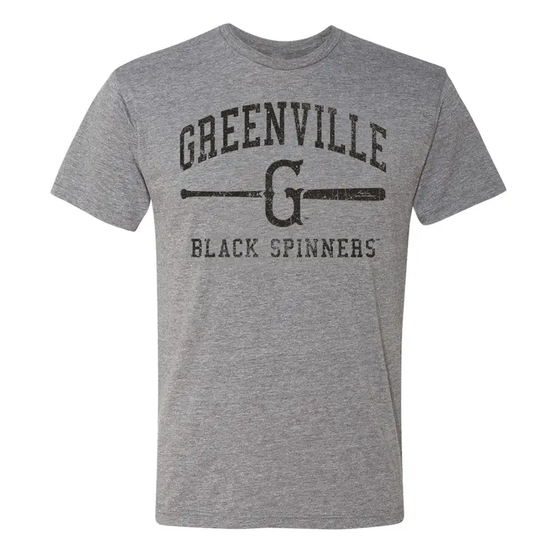 Greenville Drive 108 Stitches Gray Spinners Arch Bat Tee