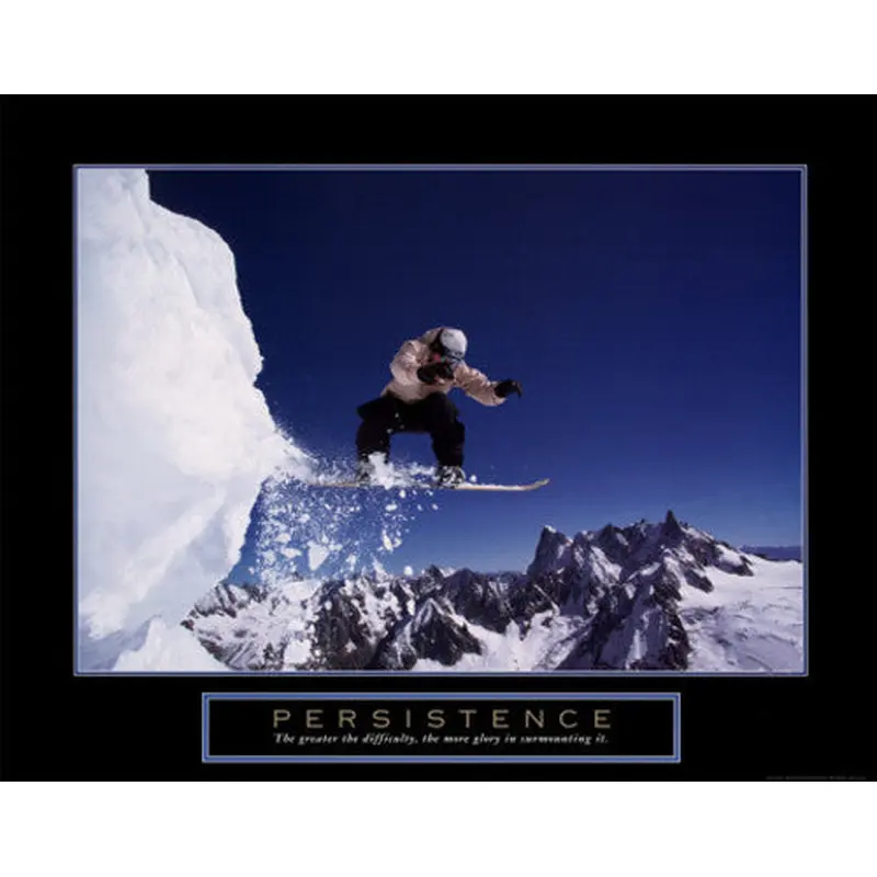 Snowboarding "Persistence" Motivational Inspirational Poster Print - Front Line