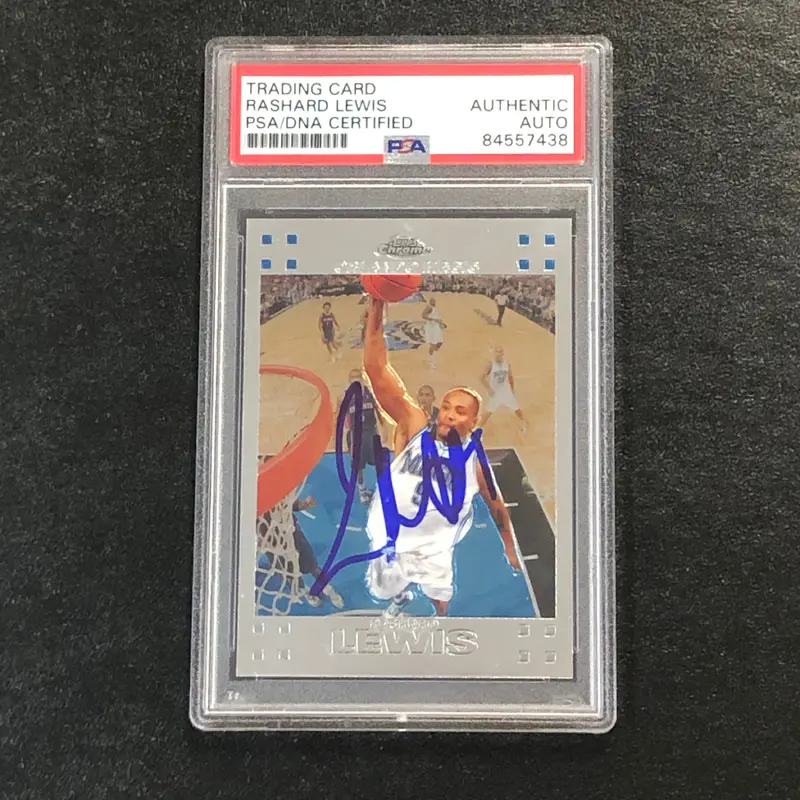 2007-08 Topps Chrome #65 Rashard Lewis Signed Card AUTO PSA/DNA Slabbed Magic