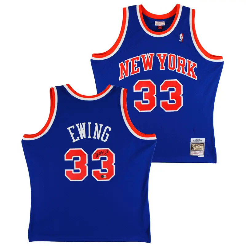 Knicks Patrick Ewing Authentic Signed Blue 1991-92 M&N Jersey BAS