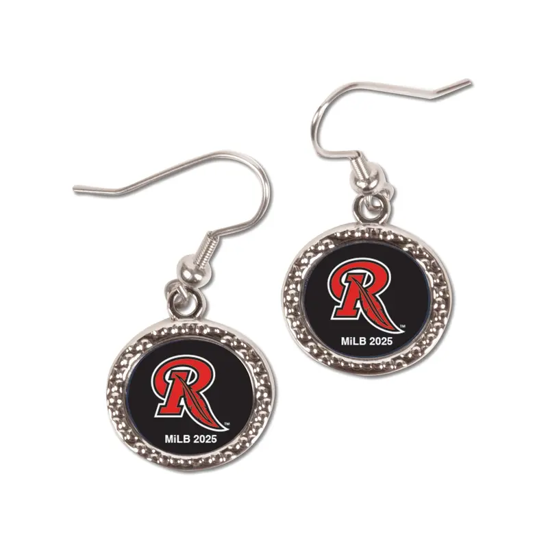 Rochester Red Wings Feather R Dangle Earrings