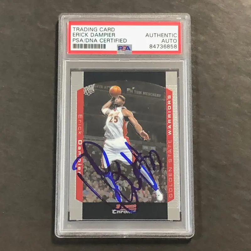 2004-05 Bowman Chrome #63 ERICK DAMPIER Signed Card PSA Slabbed Warriors