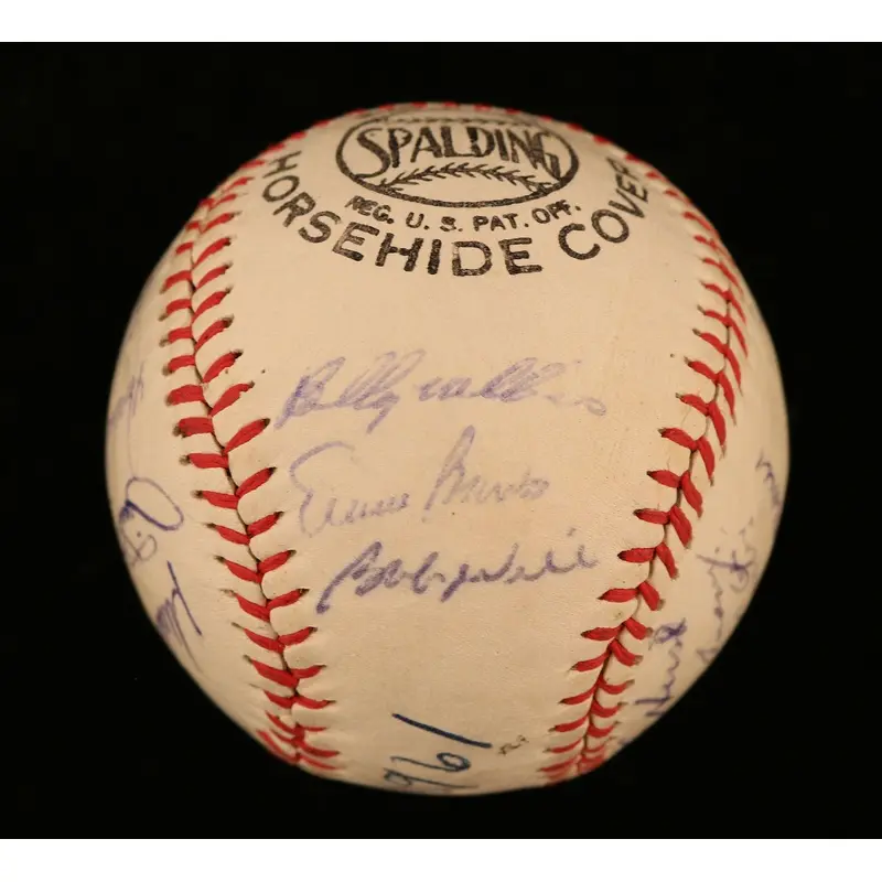 1961 Chicago Cubs Team Signed Spalding Baseball With Ernie Banks JSA COA