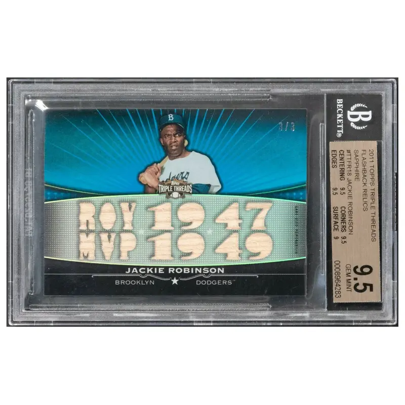 2011 Topps Triple Threads Jackie Robinson Game Used Bat #3/3 BGS 9.5 GEM MINT