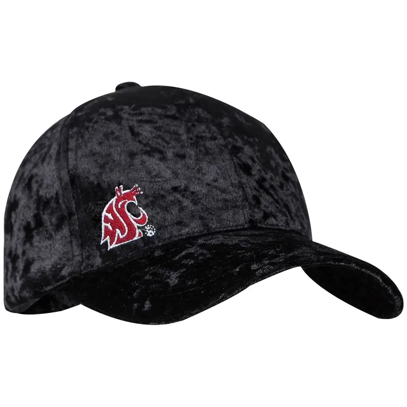 Women's Black Crushed Velvet Ball Cap