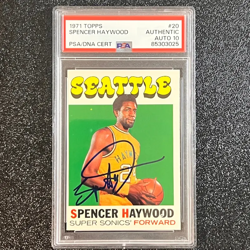 1971-72 Topps #20 Spencer Haywood Signed Card AUTO 10 PSA Slabbed Sonics