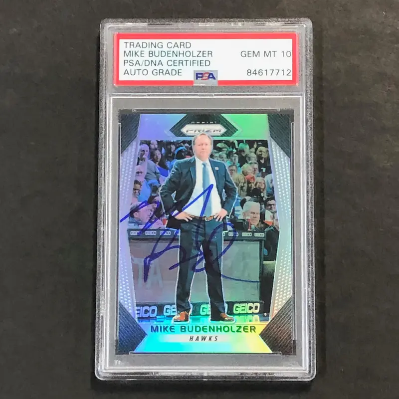 2017-18 Panini Prizm Silver #110 Mike Budenholzer Signed Card AUTO PSA Slabbed Hawks