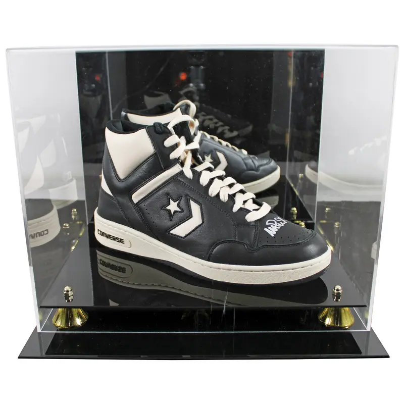 Magic Johnson Signed Right Black & White Converse Weapon Shoe W/ Case BAS Wit 2