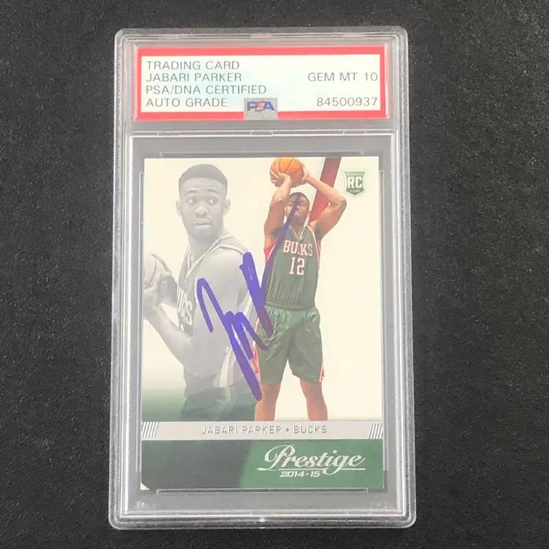 2014-15 PANINI PRESTIGE #162 JABARI PARKER Signed Card AUTO 10 PSA Slabbed RC Bucks