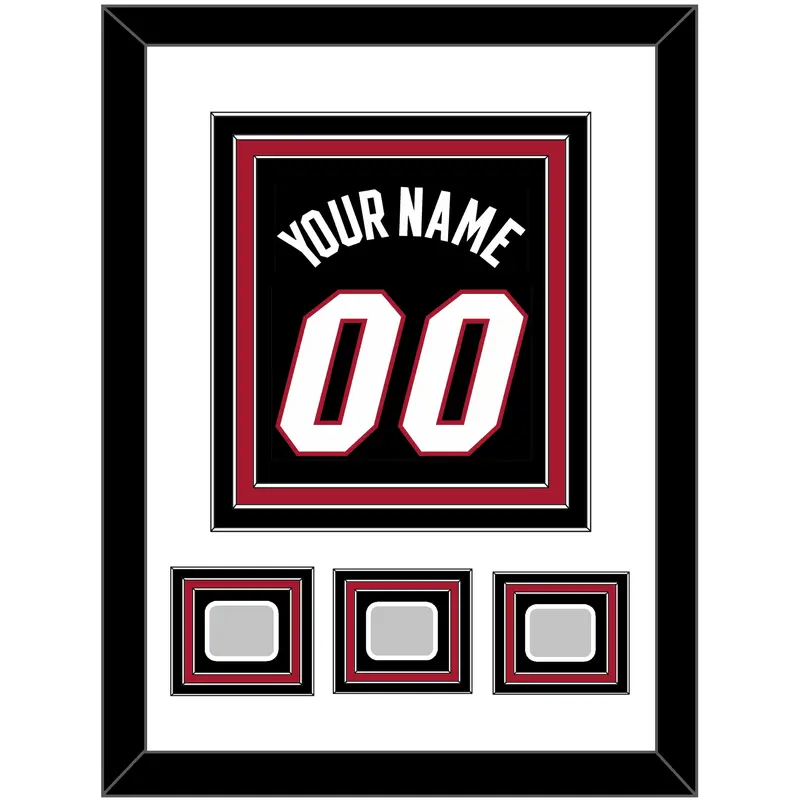 Miami Name & Number With 3 Finals Patches - Road Black (1999-2008) - Triple Mat 1