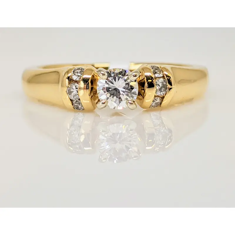 14K .42 CARAT TOTAL WEIGHT VS1 G DIAMOND ROUND (7) ESTATE RING 4.7 GRAMS