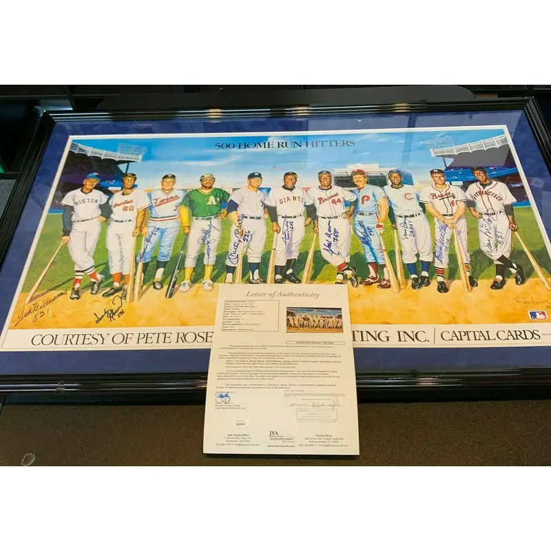 Beautiful 500 Home Run Club Signed Photo With HR Totals Mickey Mantle JSA COA