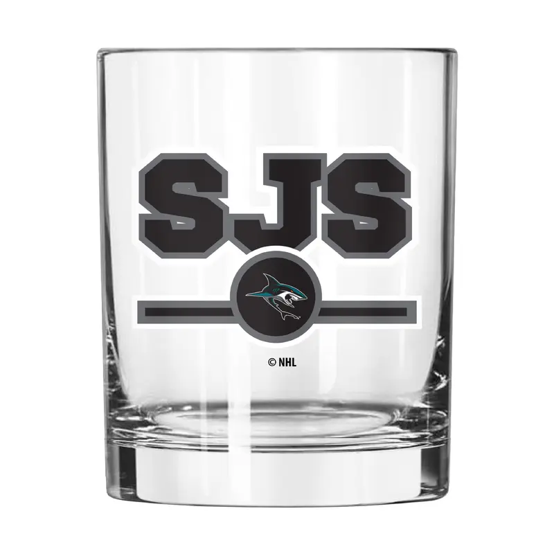 San Jose Sharks 14oz Letterman Rocks Glass