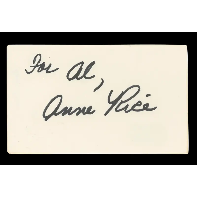 Anne Rice Interview With A Vampire Signed 3x5 Index Card BAS #AD70267