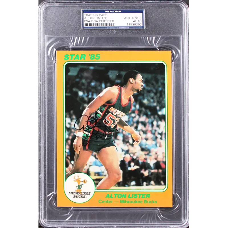 Bucks Alton Lister Signed 5x7 1985 Star NBA Court Kings #5 Card PSA/DNA Slabbed