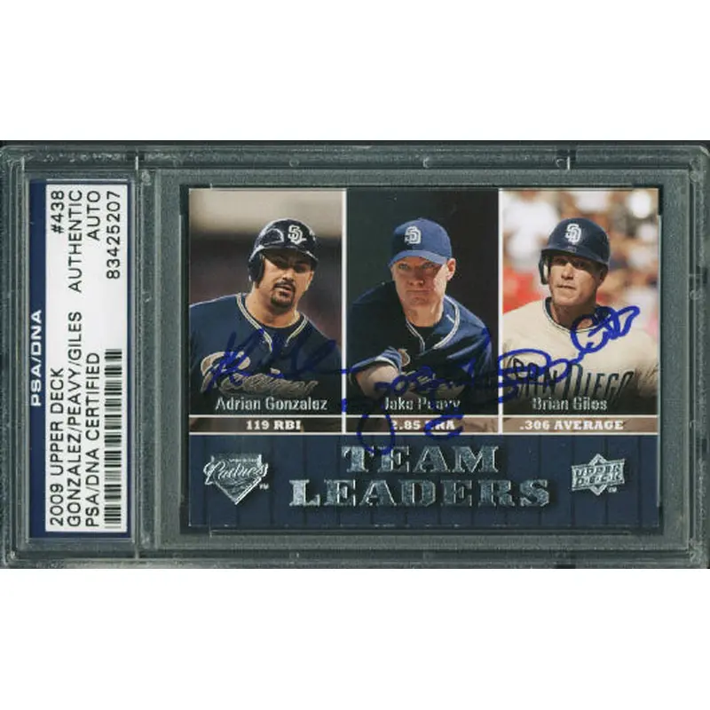 Gonzalez, Peavy & Giles Authentic Signed Card 07 Upper Deck #438 PSA/DNA Slabbed