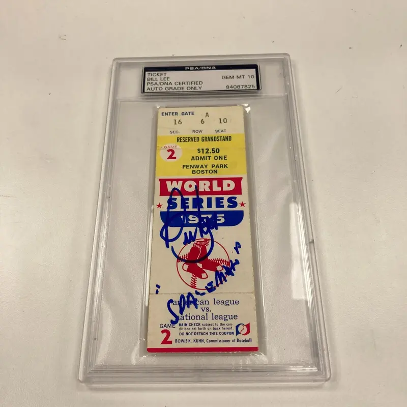 Bill Lee "Spaceman" Signed 1975 World Series Game 2 Ticket PSA DNA GEM MINT 10