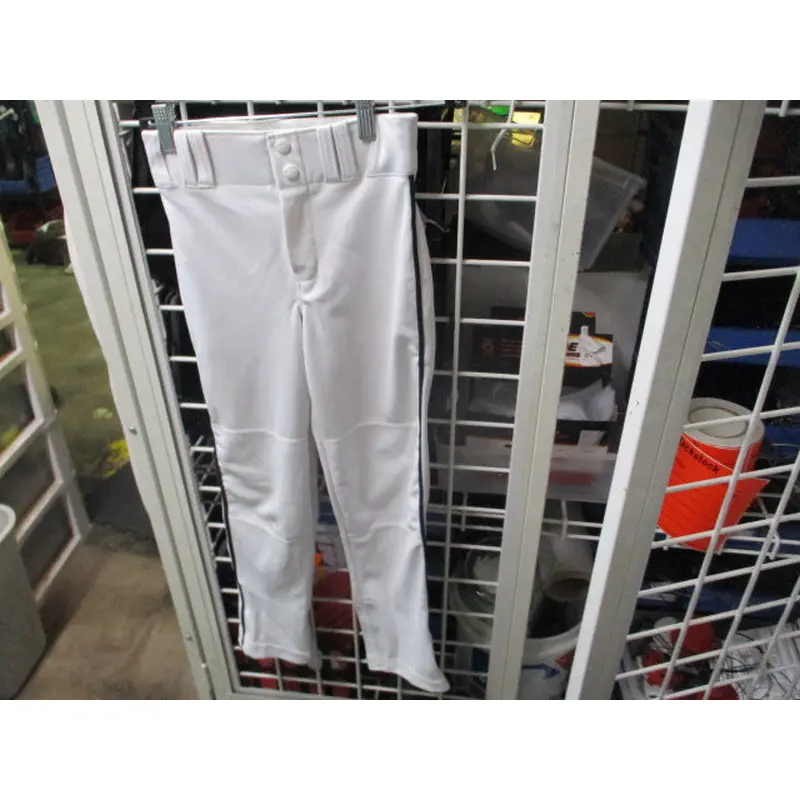 Used Champro Open Bottom Baseball Pants White w/ Navy Piping Size Youth Small