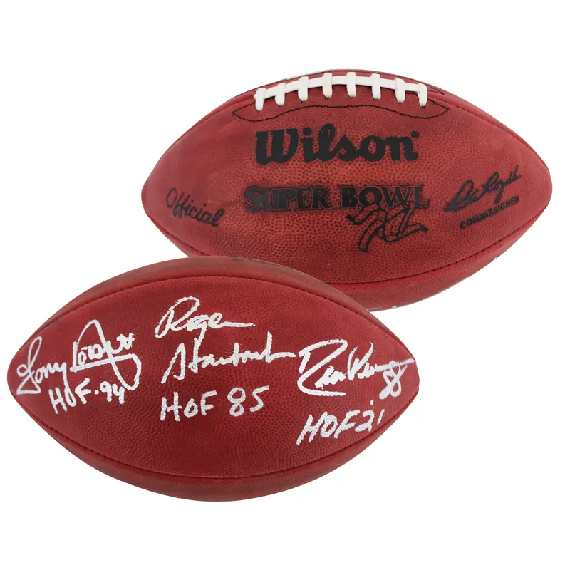 Cowboys (3) Staubach, Dorsett & Pearson Signed SB XII Duke Nfl Football BAS Wit