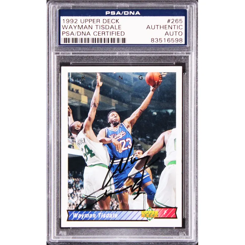 Kings Wayman Tisdale Authentic Signed 1992 Upper Deck #265 Card PSA/DNA Slab 1