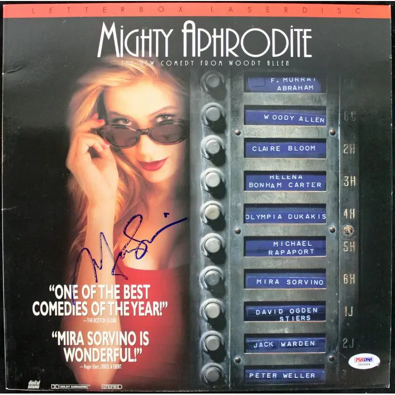 Mira Sorvino Mighty Aphrodite Authentic Signed Laserdisc Cover PSA/DNA #J00689