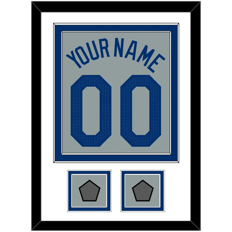 Los Angeles Name, Number & 2 World Series Jersey Patches - Road Gray - Double Mat 1
