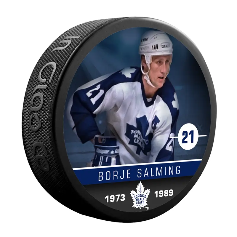 NHLAA Alumni Borje Salming Toronto Maple Leafs Souvenir Collector Hockey Puck