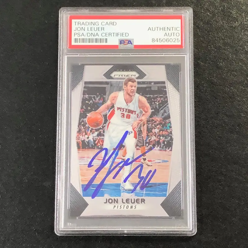 2017-18 Panini Prizm #178 Jon Leuer Signed Card AUTO PSA Slabbed Pistons