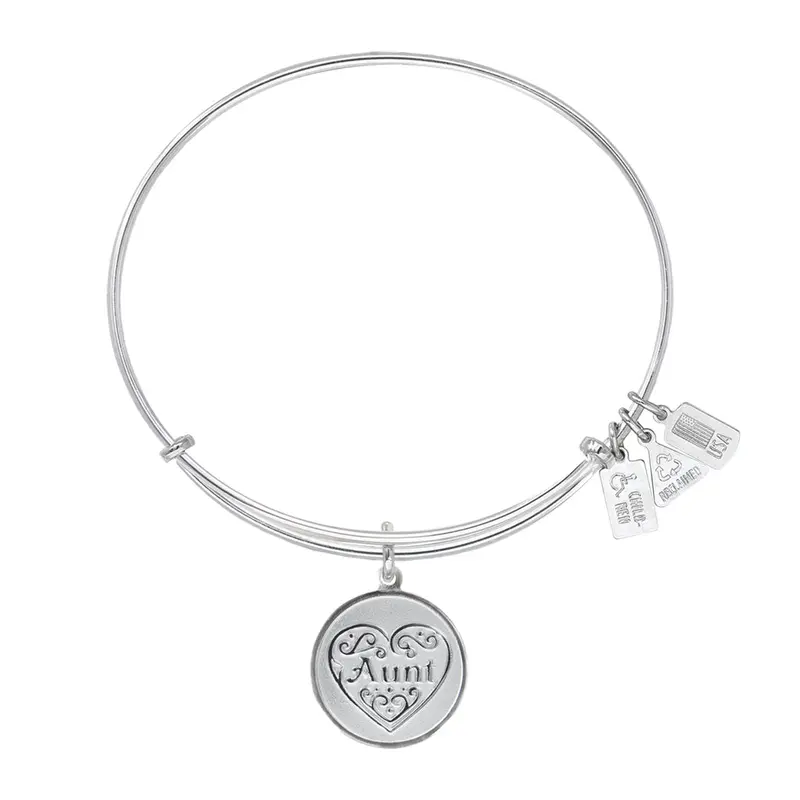 Aunt Filigree Heart Charm Bangle