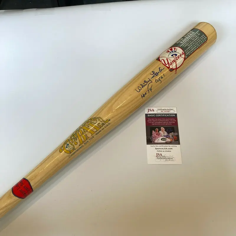 Whitey Ford Cy Young 1961 HOF 1974 Signed Cooperstown Baseball Bat JSA COA