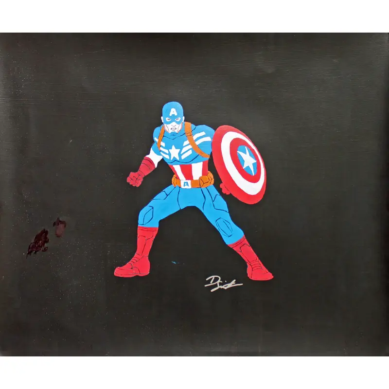 Dietrich O. Smith Signed 20x24 Original Hand Drawn Captain America Sketch Canvas