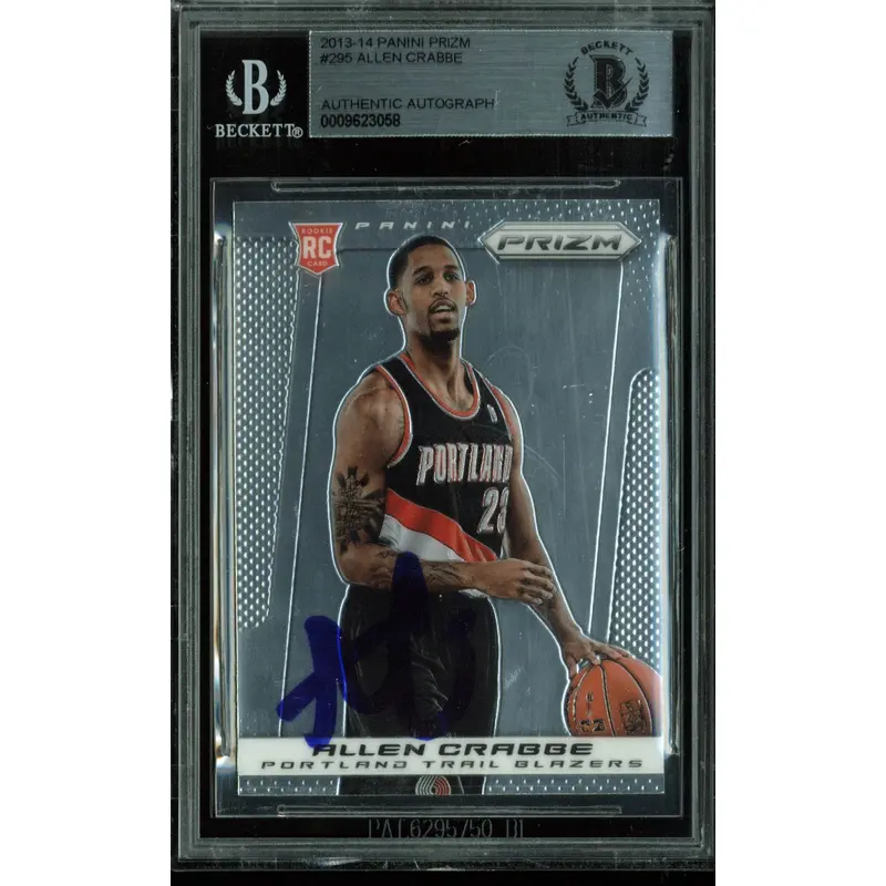 Grizzlies Allen Crabbe Signed Card 2013 Panini Prizm RC #295 BAS Slabbed