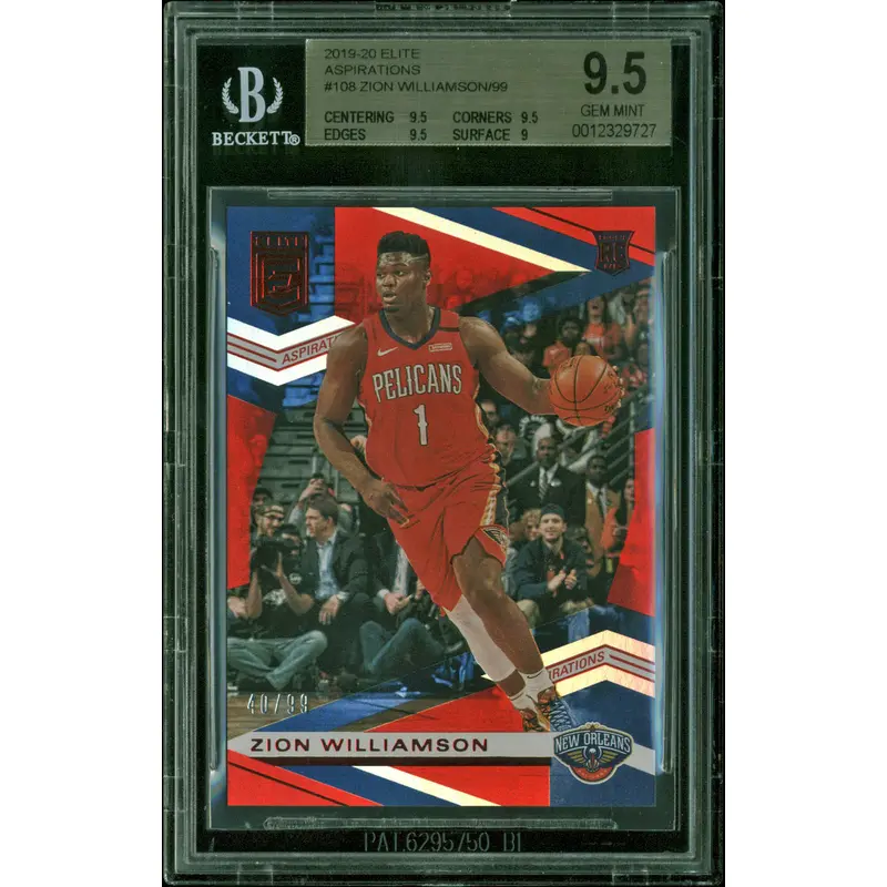 Pelicans Zion Williamson 2019-20 Panini Elite RC 40/99 #108 BGS 9.5 GEM MINT