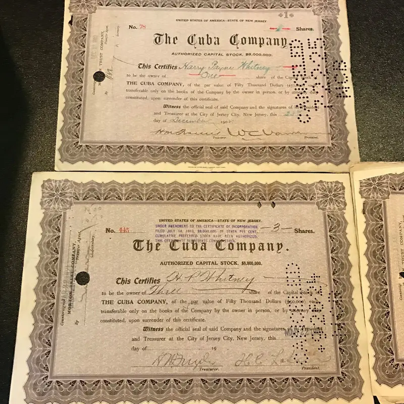 (1) Harry Payne Whitney Signed Stock Certificates Kentucky Derby Regret Whiskery