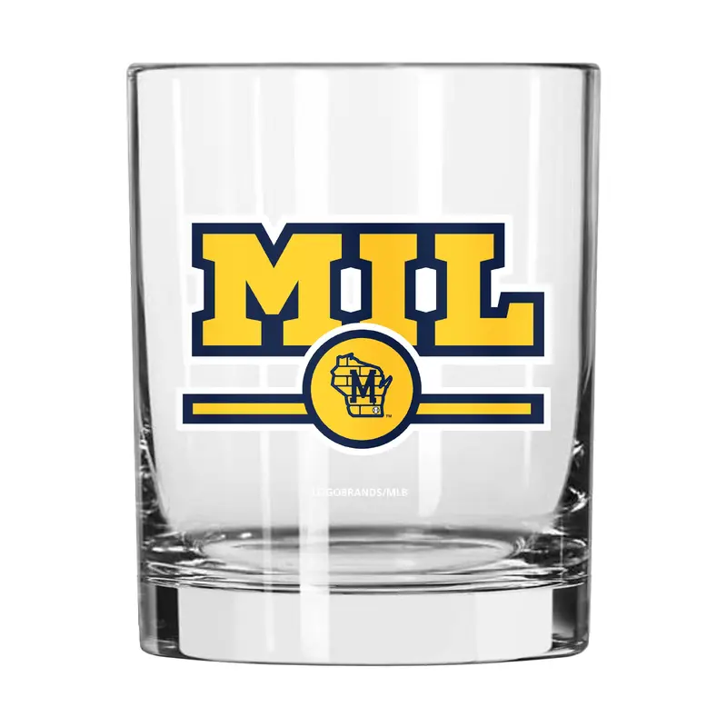 Milwaukee Brewers 14oz Letterman Rocks Glass