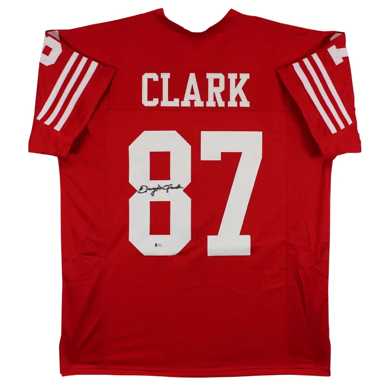 Dwight Clark Authentic Signed Red Pro Style Jersey BAS Witnessed #J45977
