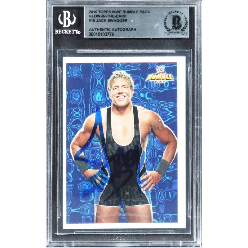 Jack Swagger Authentic Signed 2010 Topps WWE Rumble Pack #10 Card BAS Slabbed