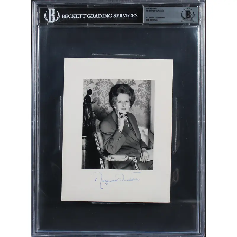 Margaret Thatcher Authentic Signed Mounted 6x7.75 Photo Autographed BAS Slabbed