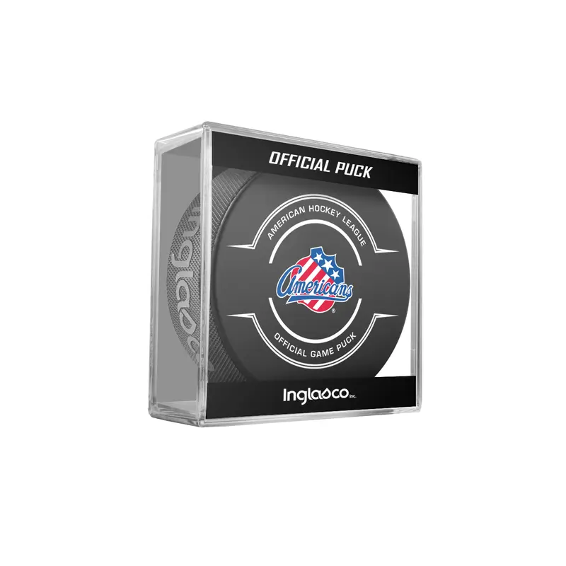 AHL Rochester Americans 2024-25 Official Game Hockey Puck In Cube