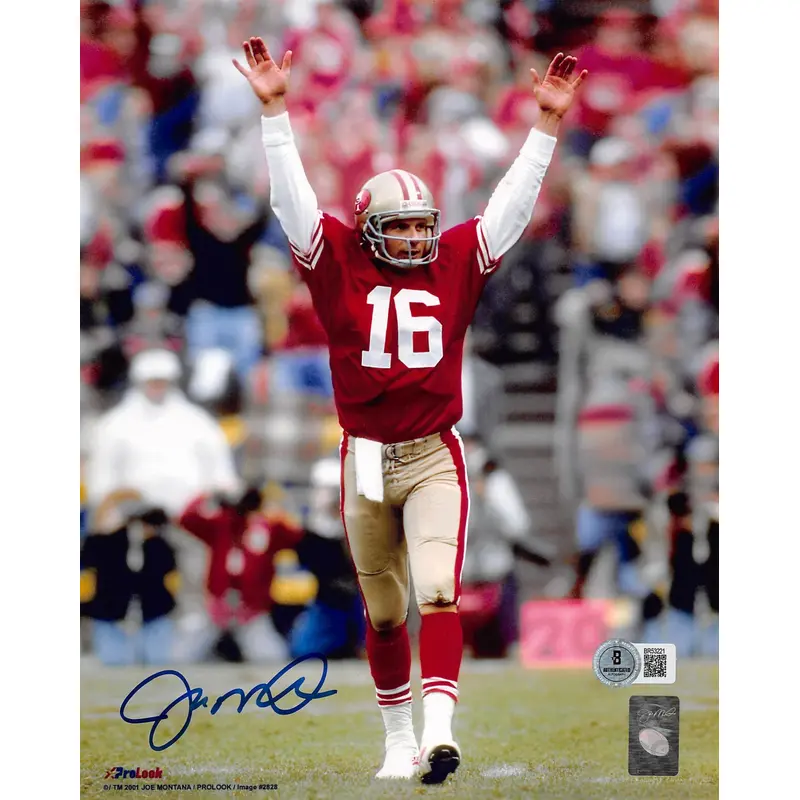 49ers Joe Montana Authentic Signed 8x10 Vertical Celebration Photo BAS