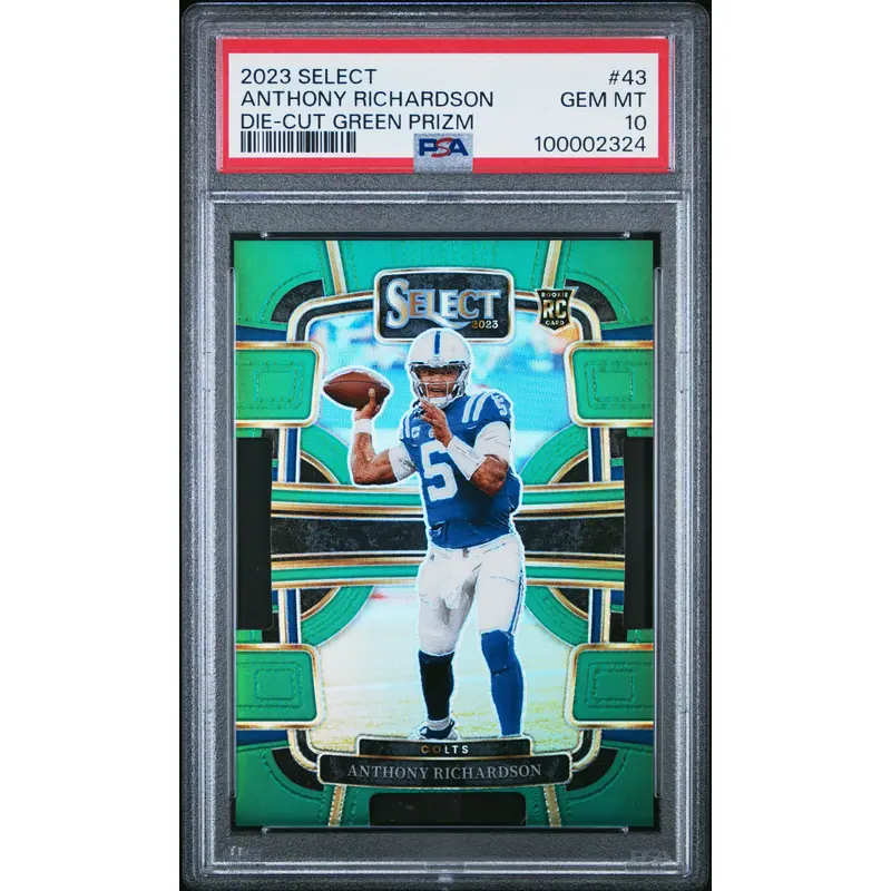 Anthony Richardson 2023 Panini Select Green Die-Cut Prizm RC #2/5 PSA 10 Gem Mint